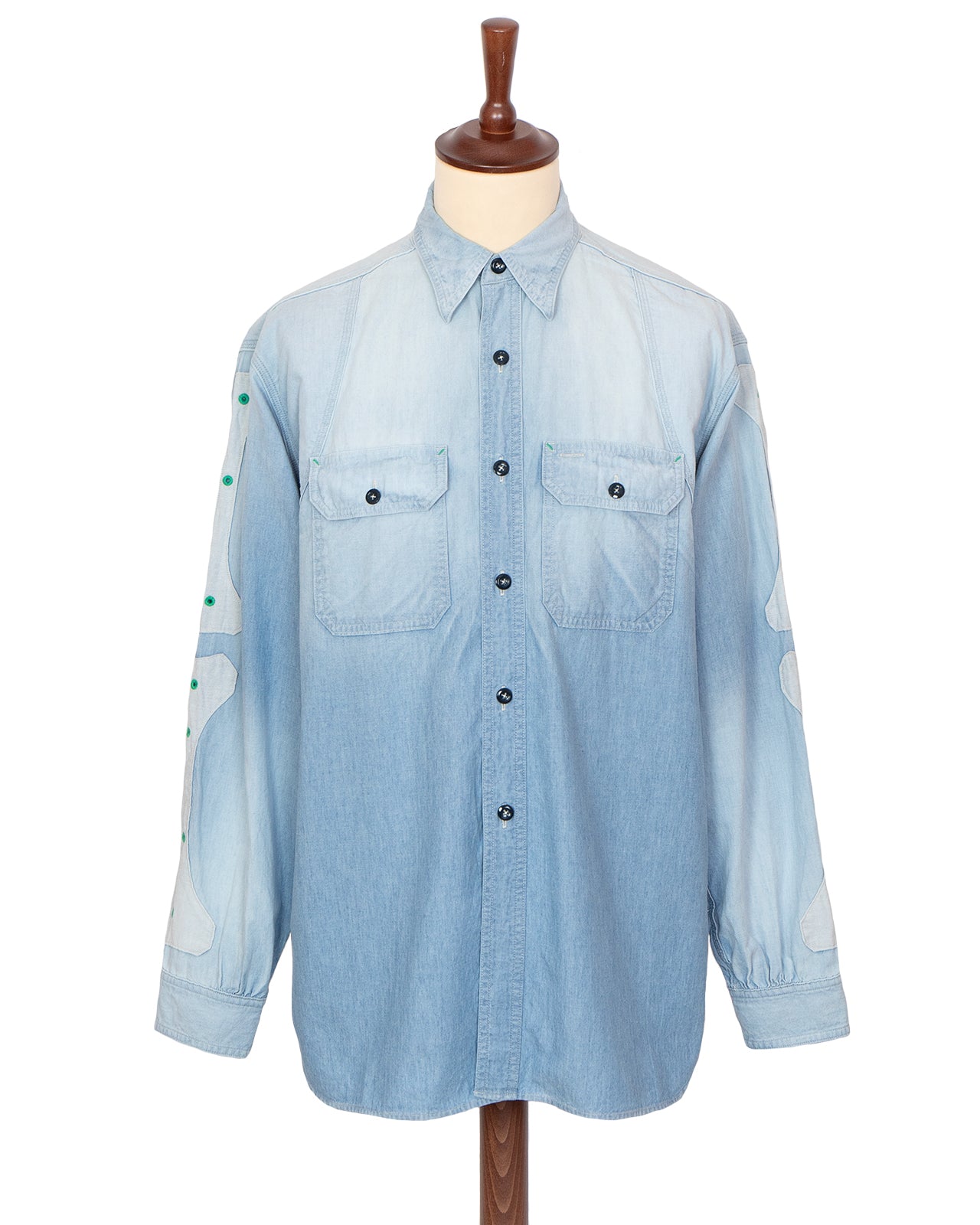 Kapital Chambray 2 Tones Bone Patch Ventilator Workshirt
