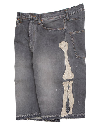 Kapital 14oz Black Denim 5P Shorts, Bone