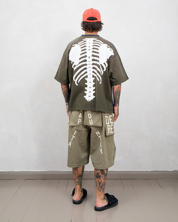Kapital Jersey 2-Tones Big Pocket T, Bone, Black x Khaki