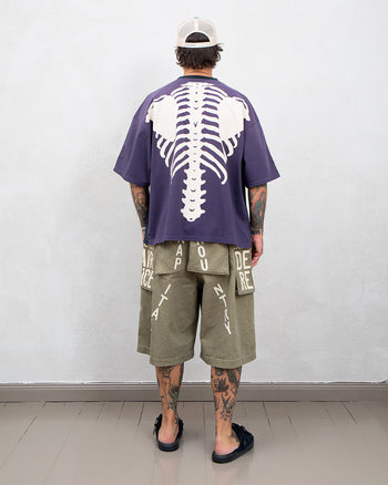 Kapital Jersey 2-Tones Big Pocket T, Bone, Black x Purple