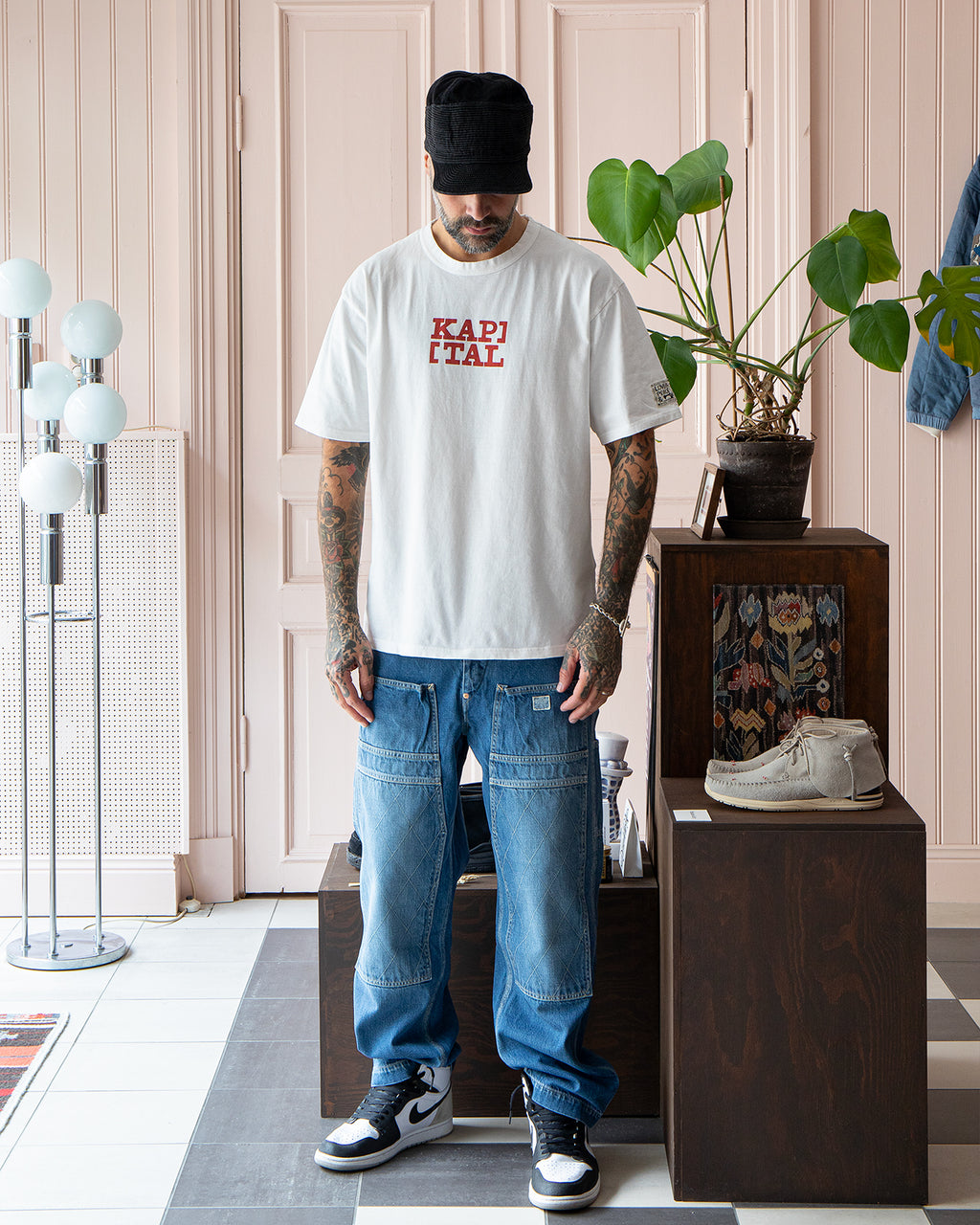 Kapital 11.5oz Denim The Old Man And The Sea Cap, Black