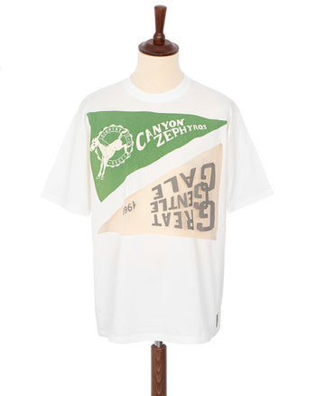 Kapital Burn-Out Jersey Crew T-Shirt (Pennant & G.G.G), White