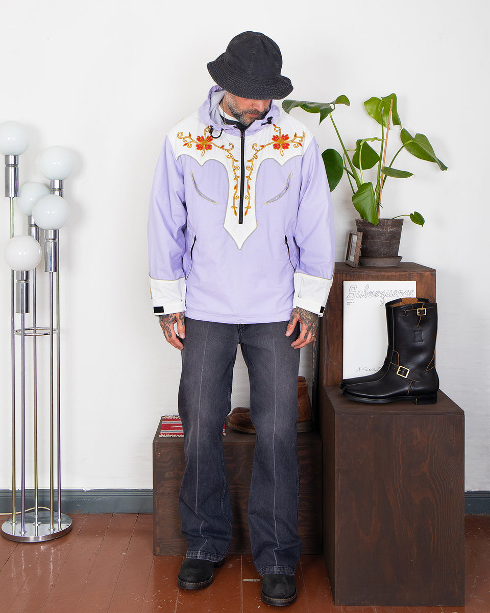 Kapital Nylon Taffta 2tones Tennessee Cactus Flower Parka, Purple