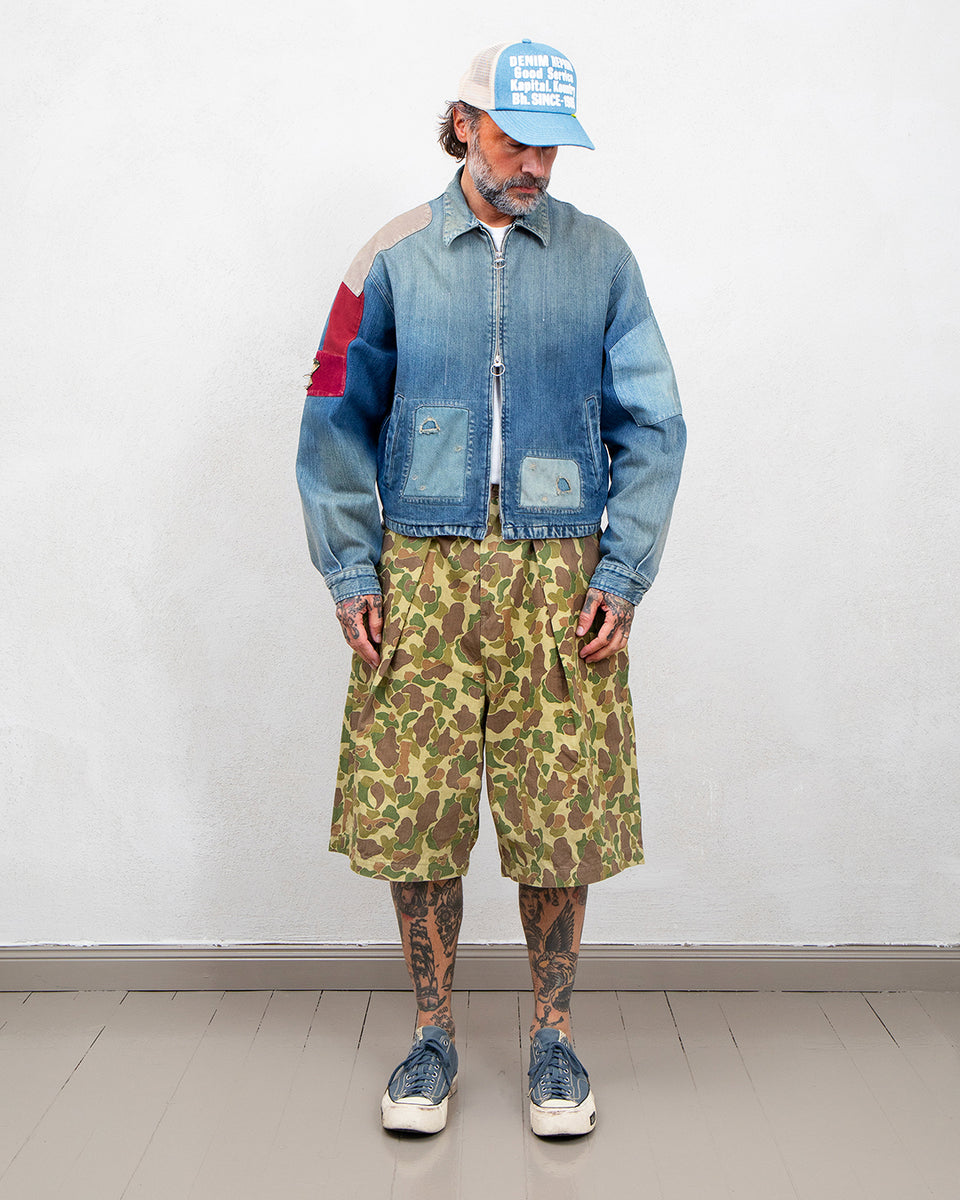 Kapital Hunter-Camo Herringbone KOME-KOME Jorts (Shallow)