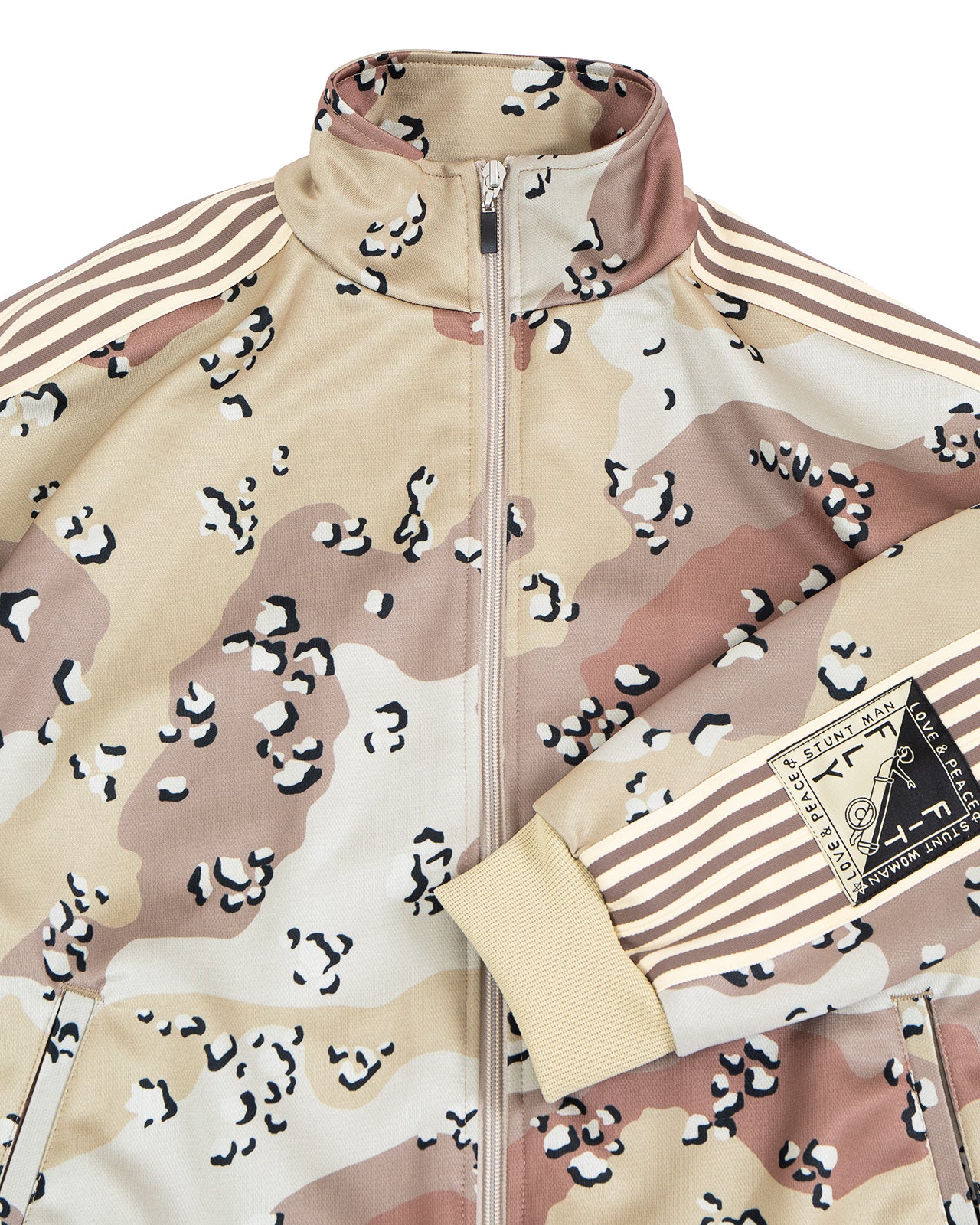 Kapital Smooth Jersey Choco-Chip Camo Track Jacket, Beige