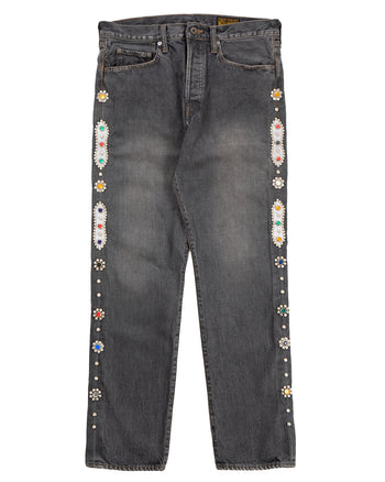 Kapital 14oz Black Denim 5P Monkey Cisco, Studs