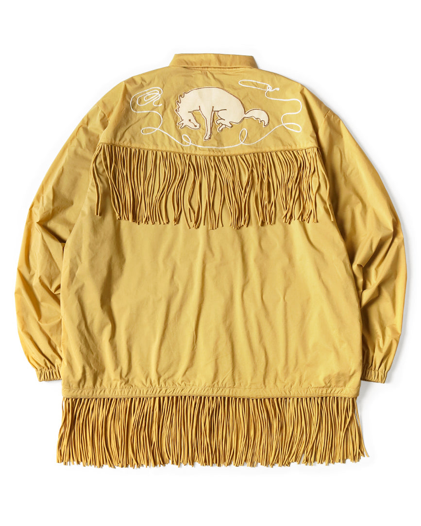 Kapital Stretch Nylon Fringed Coach Jacket, Mustard