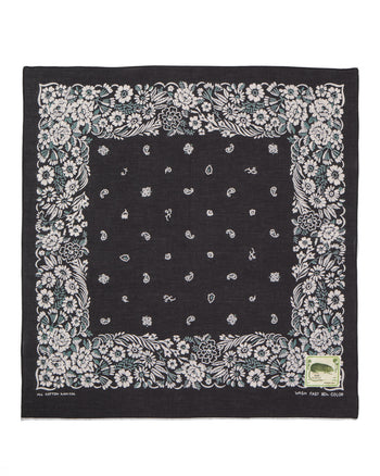 Kapital Fastcolor Selvedge Bandana, Churchill Garden, Black
