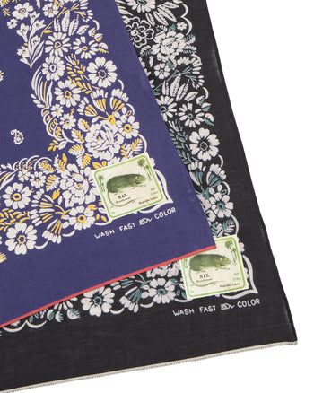 Kapital Fastcolor Selvedge Bandana, Churchill Garden, Black