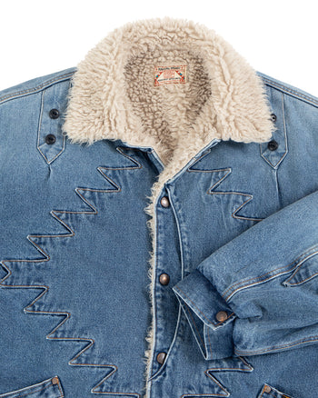 Kapital 12.5oz Broken Denim x Boa Fleece Thunderbird Jacket