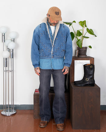 Kapital 12.5oz Broken Denim x Boa Fleece Thunderbird Jacket