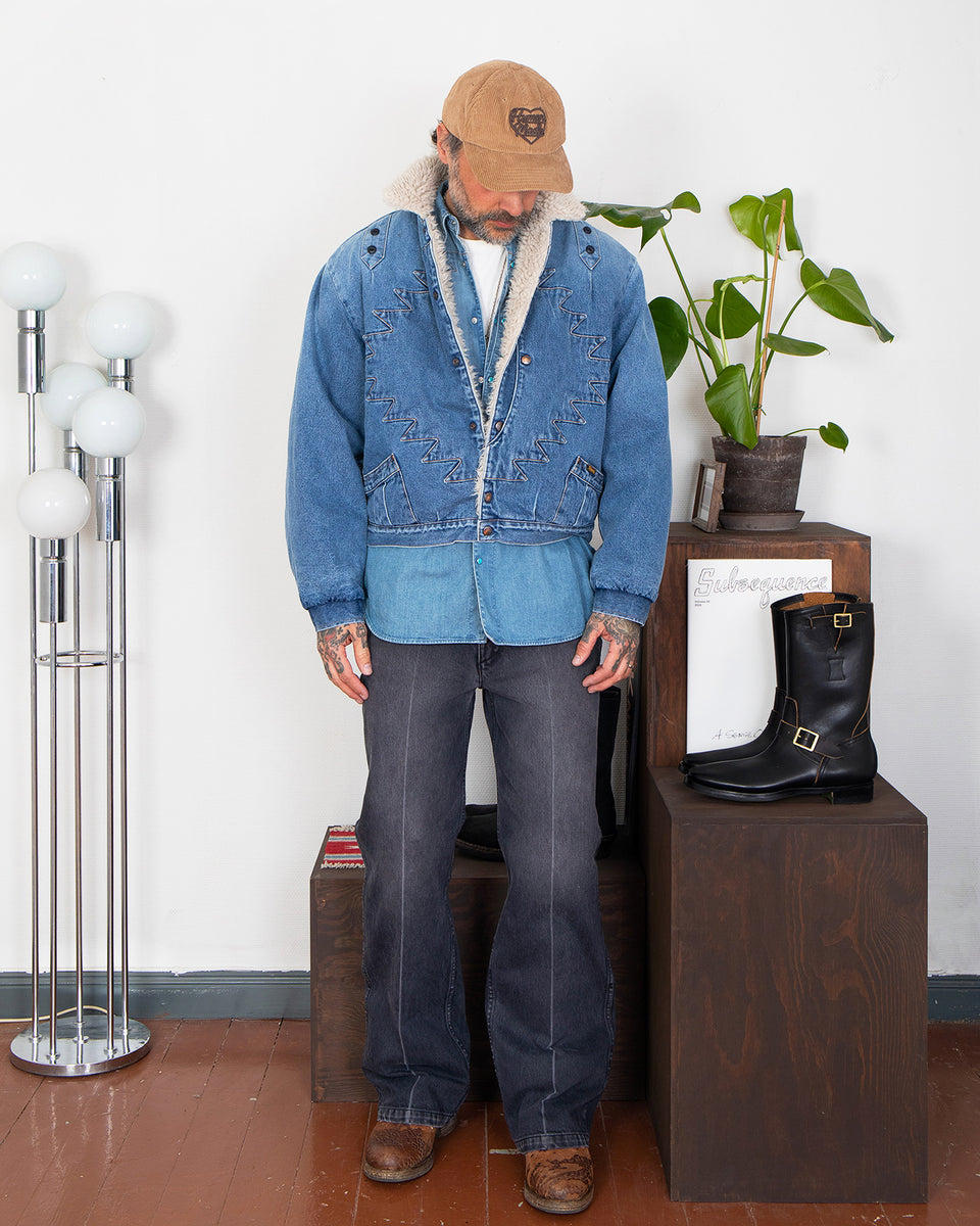 Kapital 12.5oz Broken Denim x Boa Fleece Thunderbird Jacket