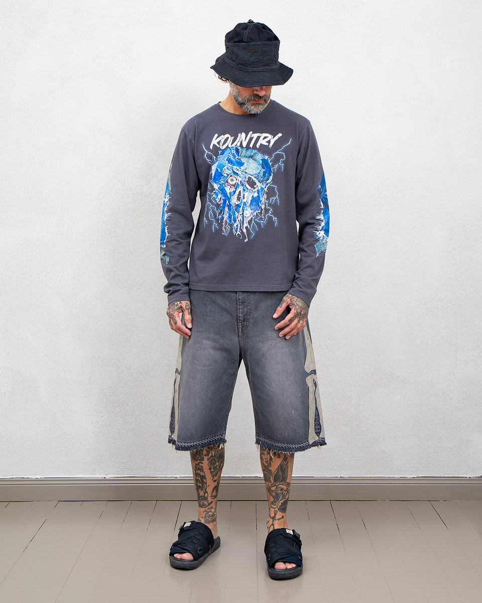 Kapital 20/-Jersey Crew Long Sleeve, Denim Face