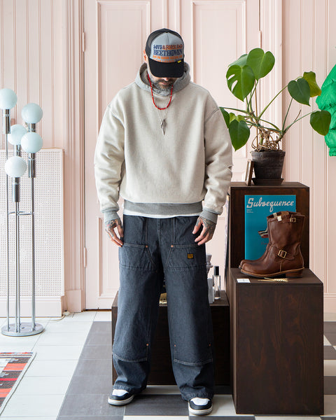 Kapital 14oz Denim W-Knee Easy Baggy Pants, Black - Panchoandlefty 