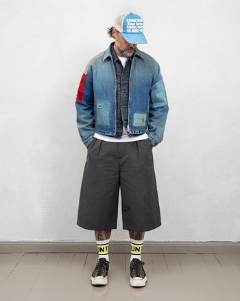 Kapital Cotton / Linen Herringbone Boogie-Day Gaucho Pants M's
