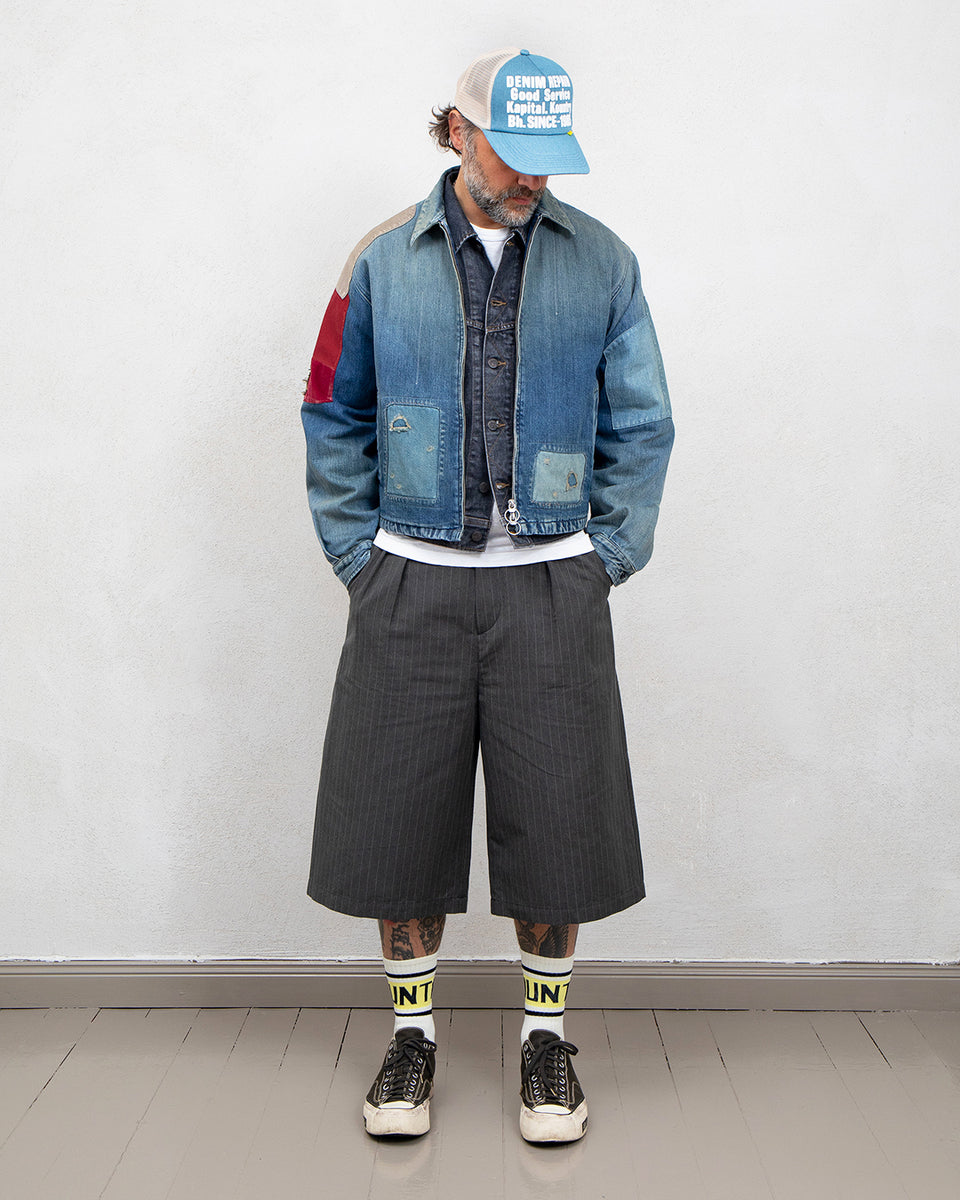 Kapital Cotton / Linen Herringbone Boogie-Day Gaucho Pants M's