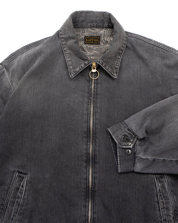 Kapital 11.5oz Black x Black Denim Hacksaw Drizzler Jacket