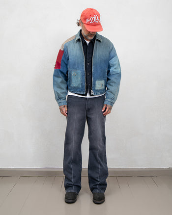 Kapital 14oz Black x Black Denim 5P Frisko (Center Pleat)