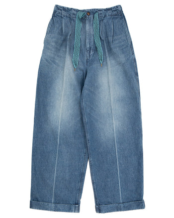 Kapital 14oz Denim Easy Trouser, Center Pleated
