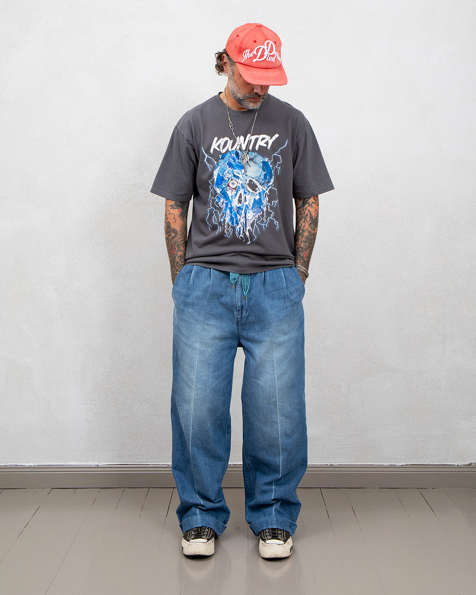 Kapital 14oz Denim Easy Trouser, Center Pleated