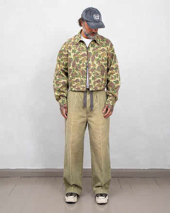 Kapital Canvas Easy Short Trouser (Center Pleated), Dark Khaki