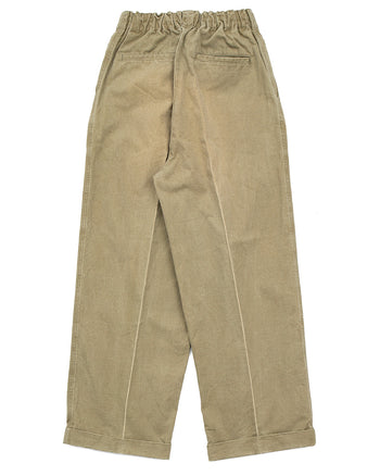 Kapital Canvas Easy Short Trouser (Center Pleated), Dark Khaki