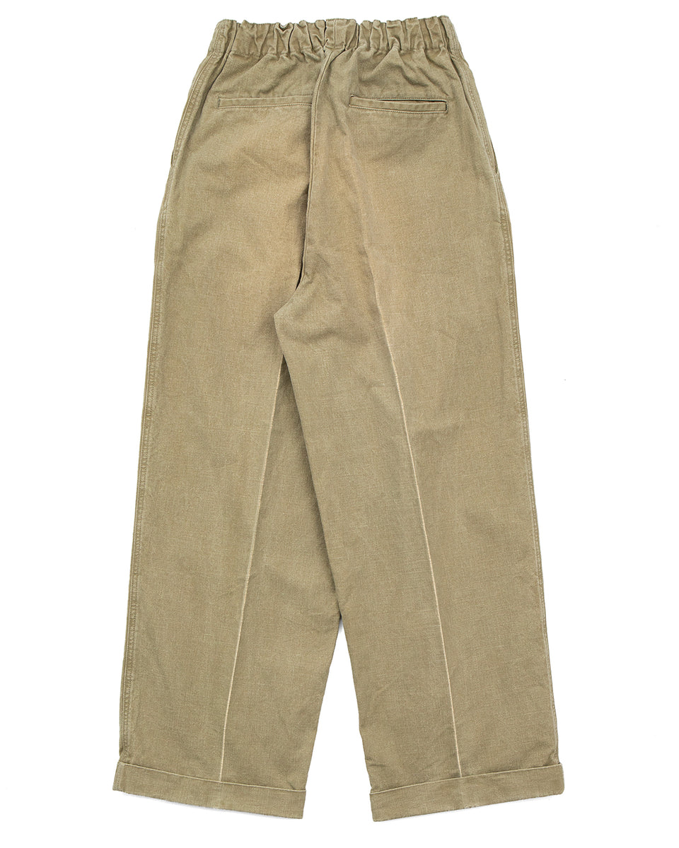Kapital Canvas Easy Short Trouser (Center Pleated), Dark Khaki