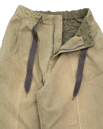 Kapital Canvas Easy Short Trouser (Center Pleated), Dark Khaki