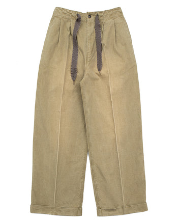 Kapital Canvas Easy Short Trouser (Center Pleated), Dark Khaki