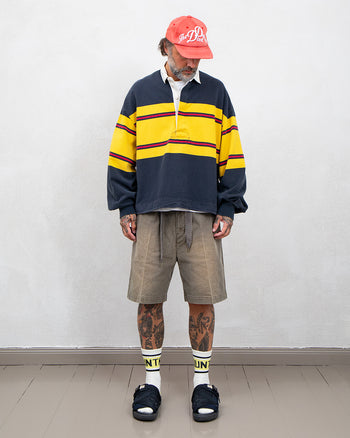 Kapital 16/-Panel Stripe Jersey Big Rugby Shirt, Black