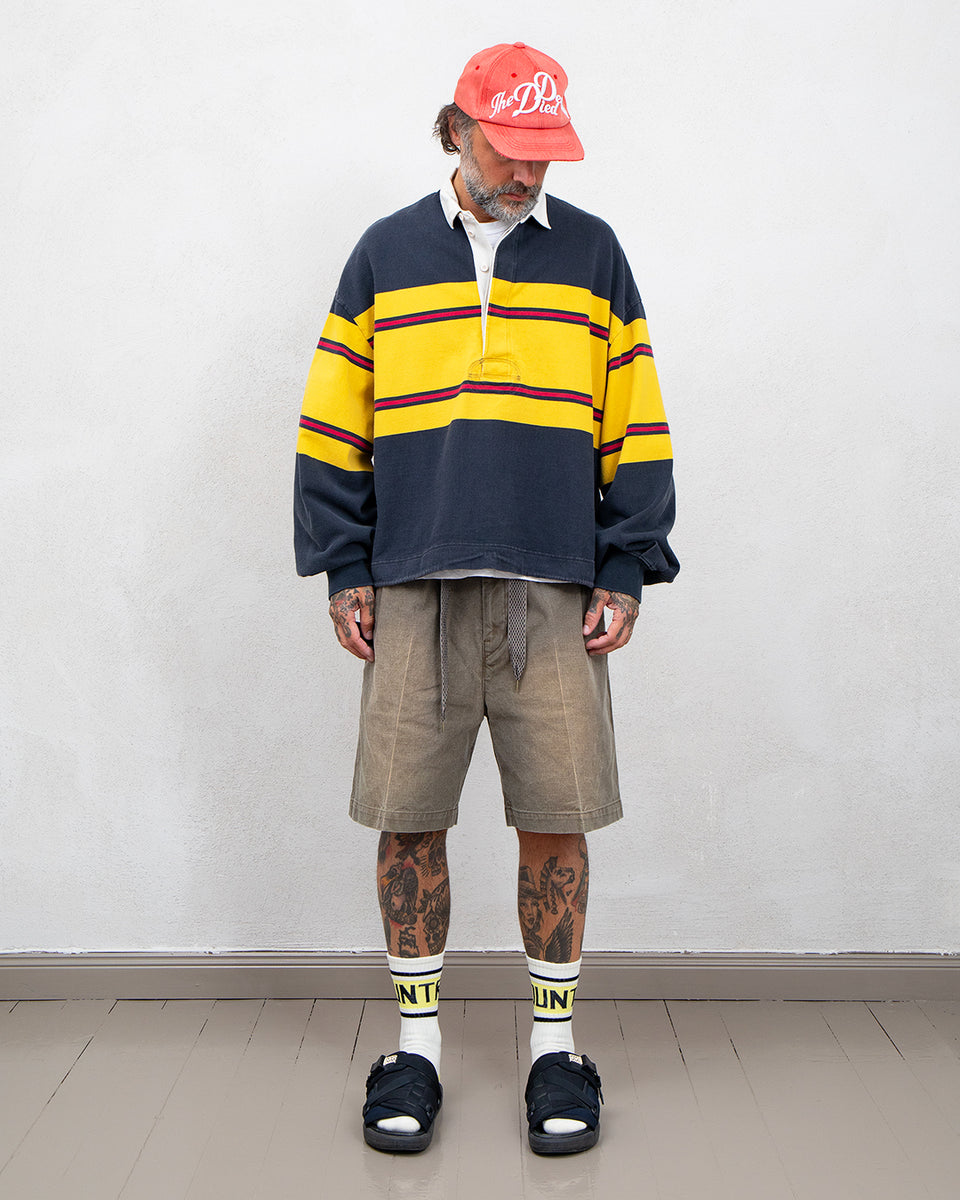 Kapital 16/-Panel Stripe Jersey Big Rugby Shirt, Black