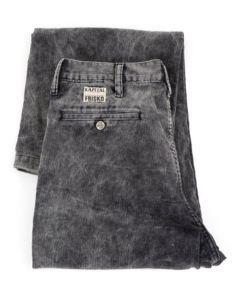 Kapital 14W Corduroy 5P Frisko (Dirty Dyed), Black