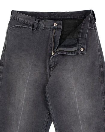 Kapital 14oz Black x Black Denim 5P Frisko (Center Pleat)