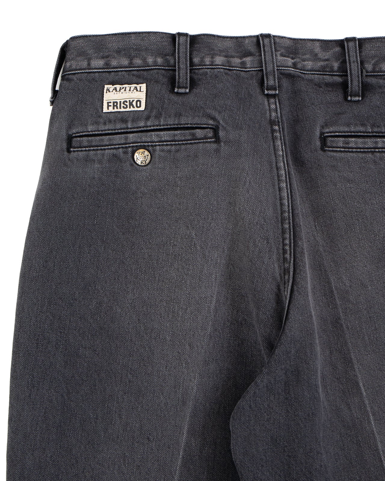 Kapital 14oz Black x Black Denim 5P Frisko (Center Pleat