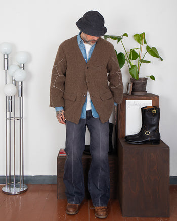 Kapital 14oz Black x Black Denim 5P Frisko (Center Pleat)