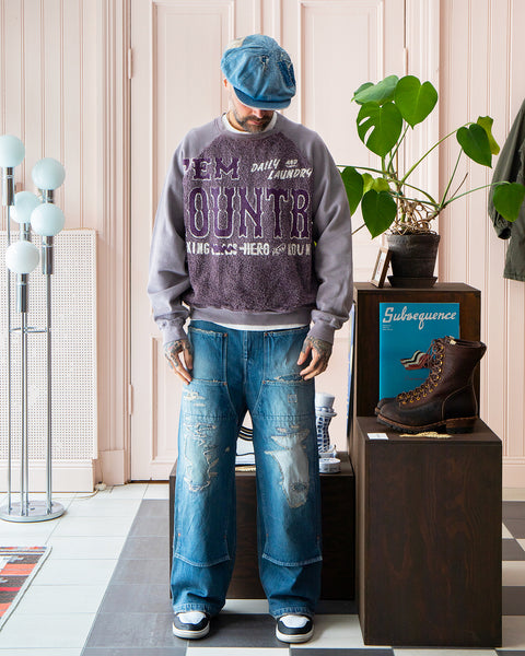 Kapital 14oz Denim W-Knee Easy Baggy Pants, (Dixie Lumber Remake 