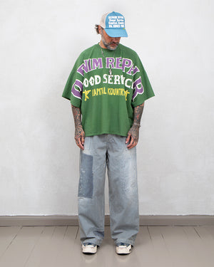 KAPITAL KOUNTRY　オーバーサイズTシャツ Kapital Jersey Huge T-Shirt, Denim Repair, Green – Pancho And