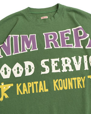 Kapital Jersey Huge T-Shirt, Denim Repair, Green – Pancho And