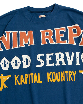 Kapital Jersey Huge T-Shirt, Denim Repair, Navy