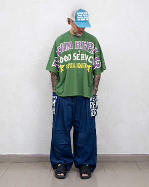 Kapital Jersey Huge T-Shirt, Denim Repair, Green – Pancho And