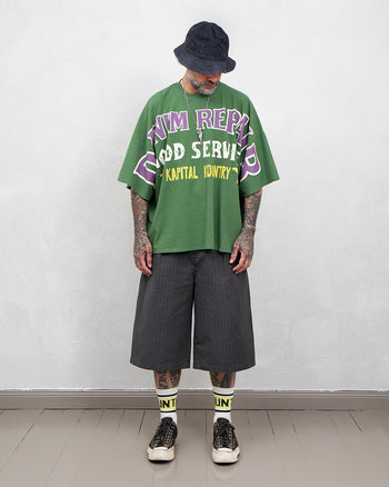 Kapital Jersey Huge T-Shirt, Denim Repair, Green