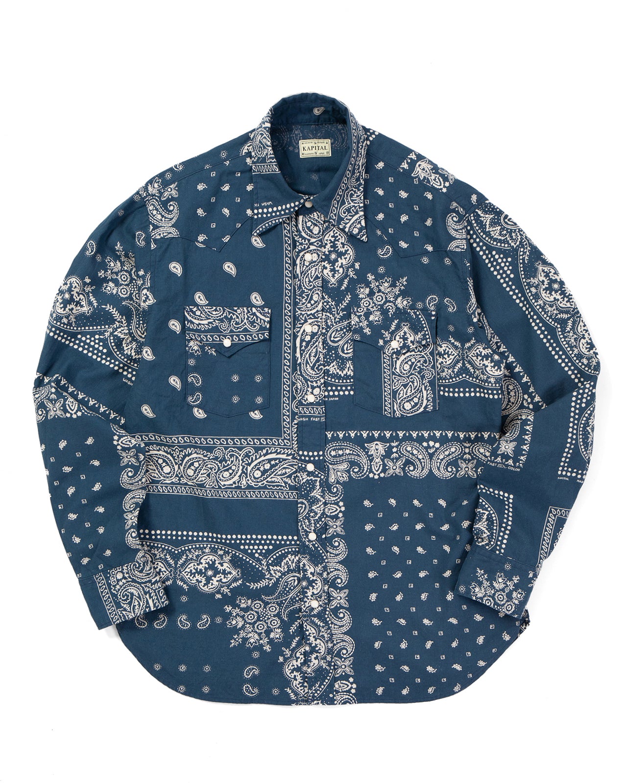 Kapital Viyella Flannel Bandanna Husky Western Shirt, Navy