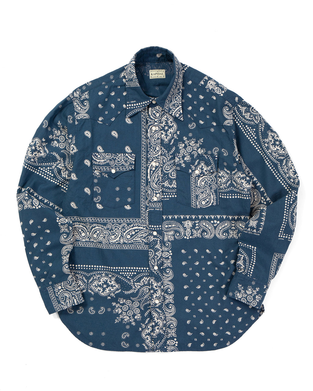 Kapital Viyella Flannel Bandanna Husky Western Shirt, Navy