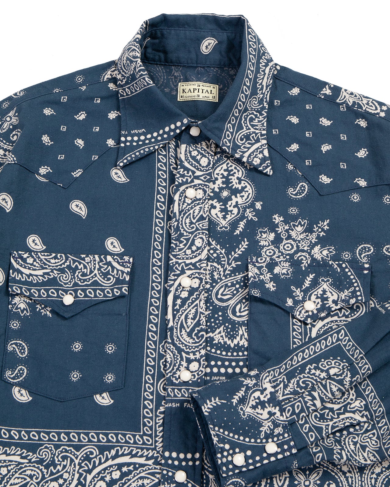 Kapital Viyella Flannel Bandanna Husky Western Shirt, Navy