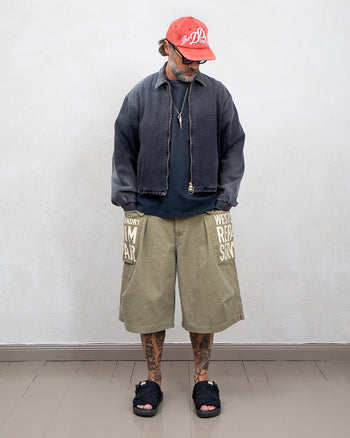Kapital Herringbone Jumbo Monkey Shorts (Factory-Repair & Embroidery), Khaki