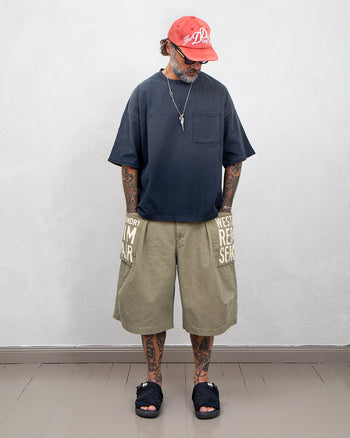 Kapital Jersey 2-Tones Big Pocket T, Bone, Black x Purple