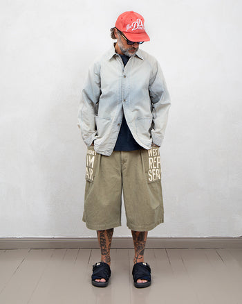Kapital Herringbone Jumbo Monkey Shorts (Factory-Repair & Embroidery), Khaki