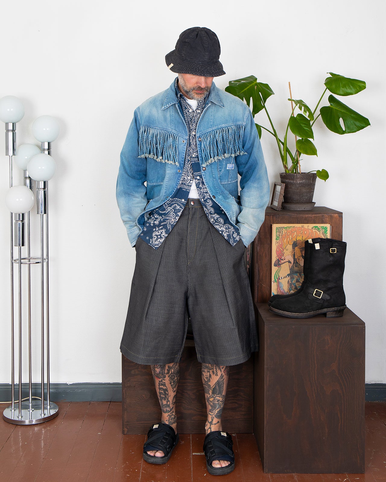 kapital センチュリー　ジョーツ　ショーツ　century jorts Kapital Century Denim KOME-KOME Jorts (Shallow), No. 7