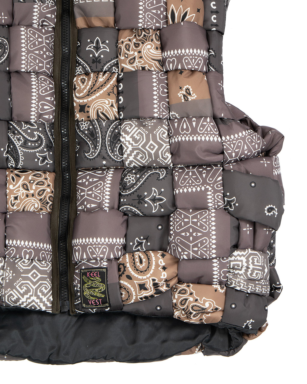 Kapital Bandanna Nylon Keel Weaving Vest, Brown