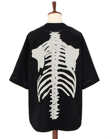 Kapital Densed Jersey Baseball Shirt, Bone, Black